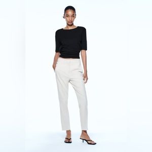 Zara White Mid-rise Trouser. Size small